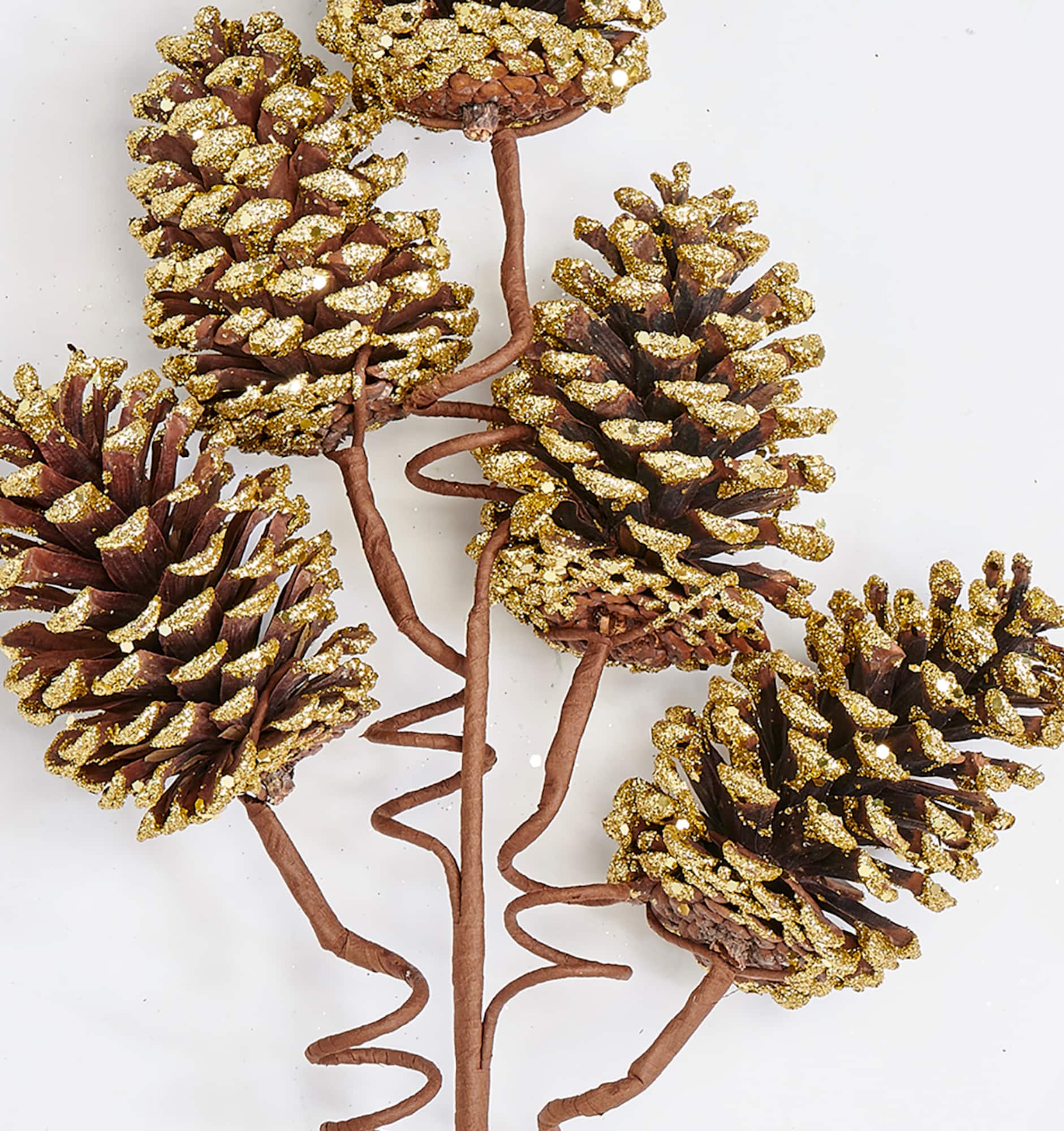 39" Gold Glittered Artificial Pine Cone Spray Set, 3ct.